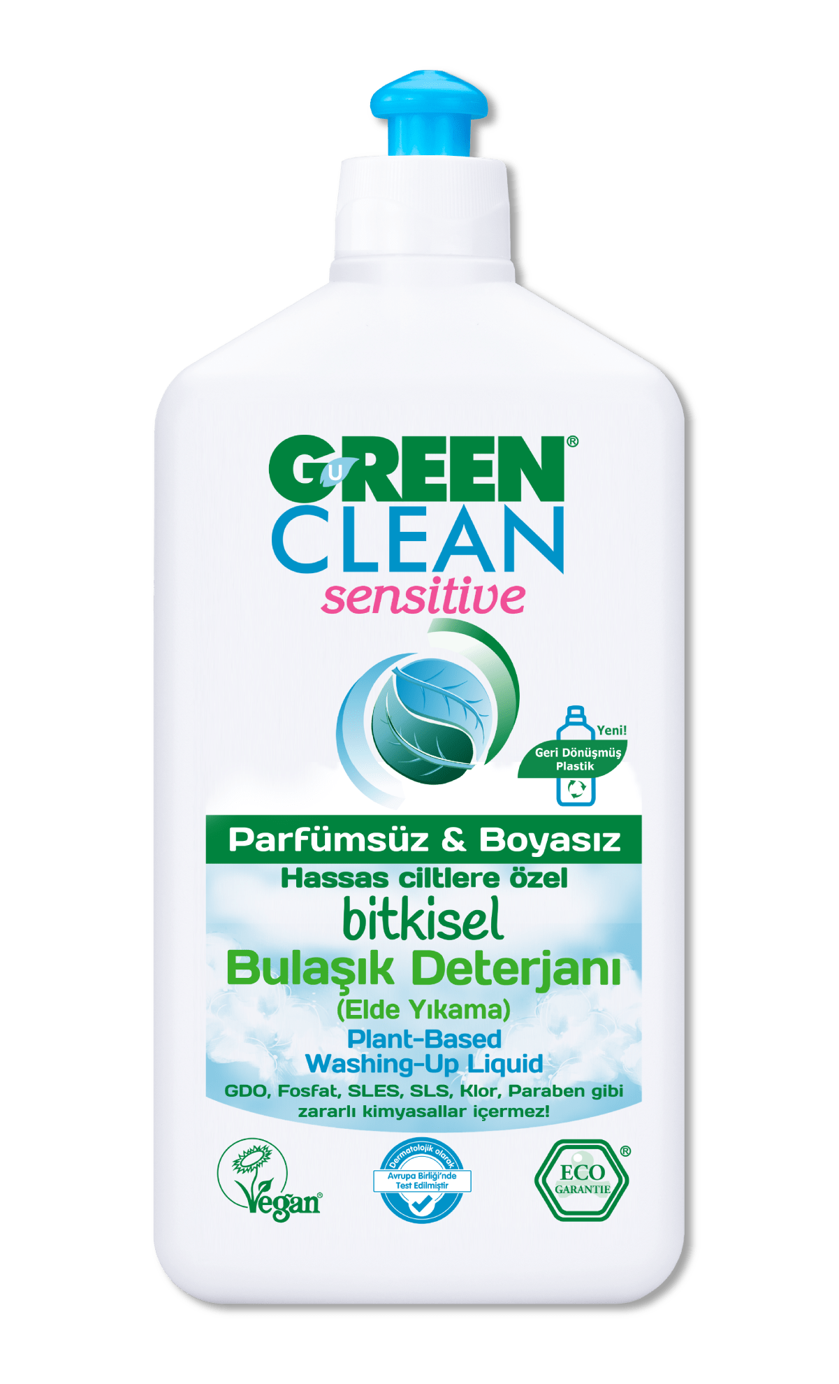 Parfümsüz & Boyasız500 ml U Green Clean Sensitive Bitkisel Bulaşık Deterjanı